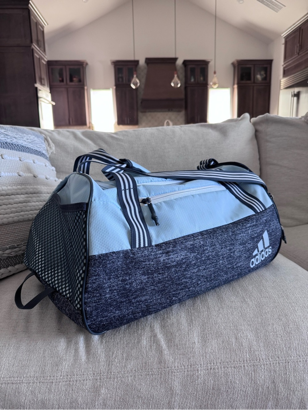 Adidas Light Blue & Dark Gray Duffel Bag
